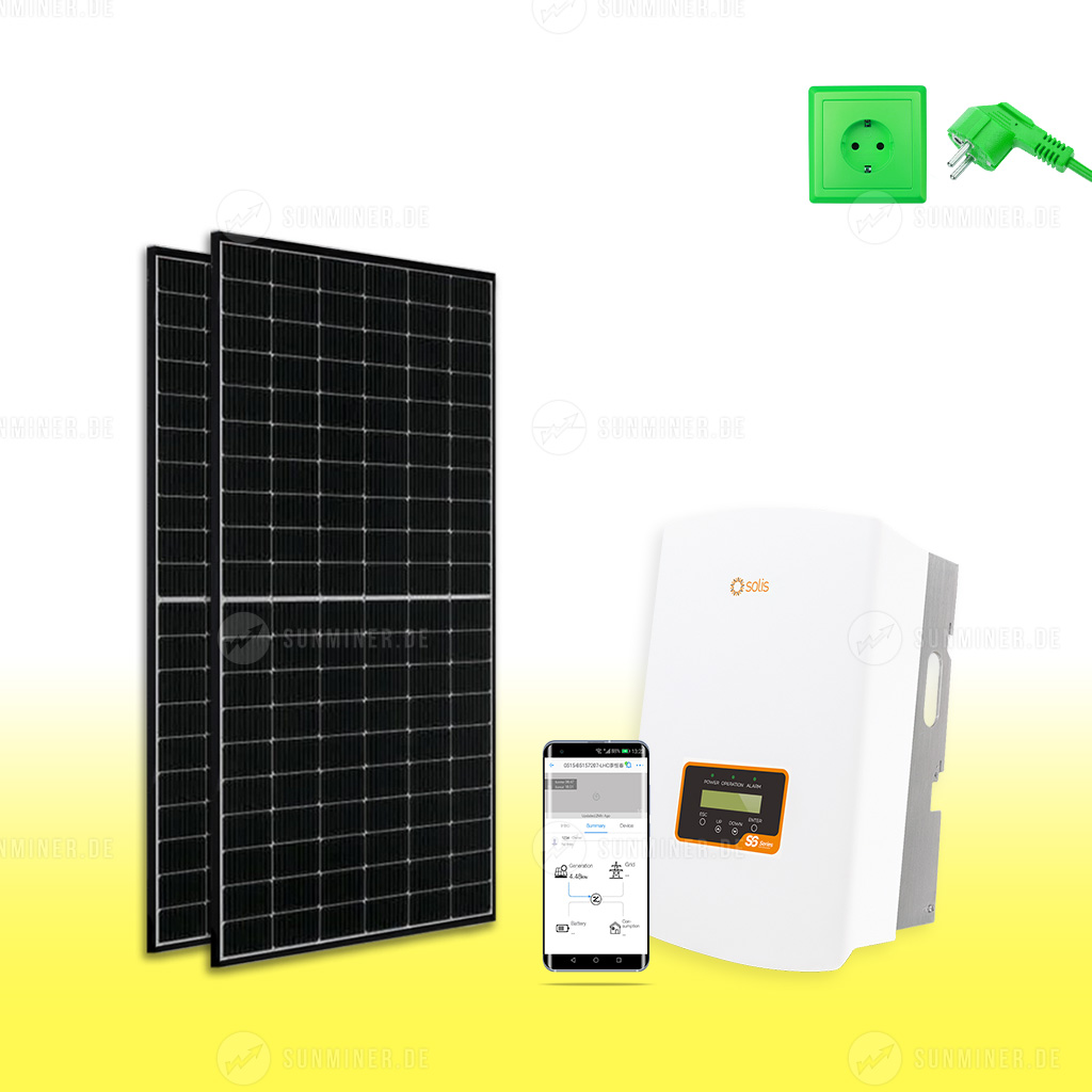 Photovoltaik-Anlage mit 8 DAH Solarmodule DHM-66L9/FS 420W 3360Wp mit KSTAR  Wechselrichter und WiFi-Stick
